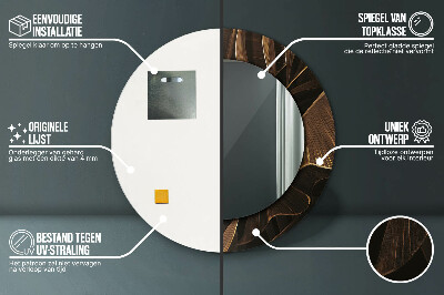 Espelho decorativo redondo Folhas de bananeira marrons