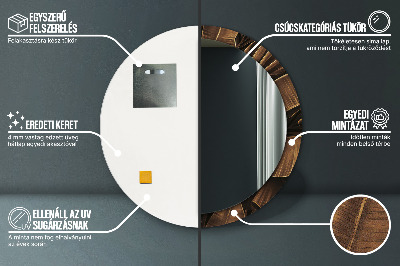 Espelho decorativo redondo Folhas de bananeira marrons