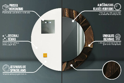 Espelho decorativo redondo Folhas de bananeira marrons