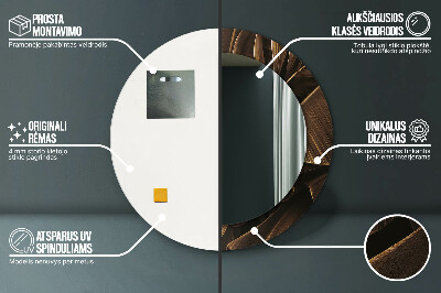 Espelho decorativo redondo Folhas de bananeira marrons