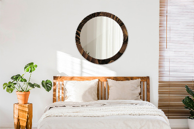 Espelho decorativo redondo Folhas de bananeira marrons