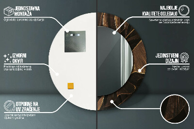 Espelho decorativo redondo Folhas de bananeira marrons