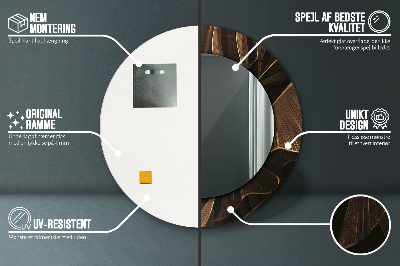 Espelho decorativo redondo Folhas de bananeira marrons