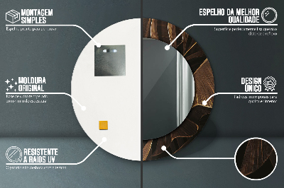 Espelho decorativo redondo Folhas de bananeira marrons