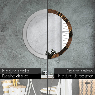 Espelho decorativo redondo Folhas de bananeira marrons