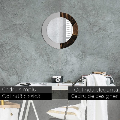 Espelho decorativo redondo Folhas de bananeira marrons