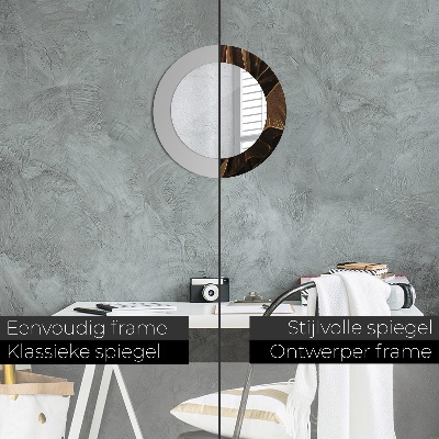 Espelho decorativo redondo Folhas de bananeira marrons