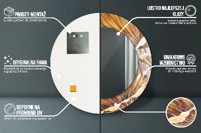 Espelho decorativo redondo Folhas douradas