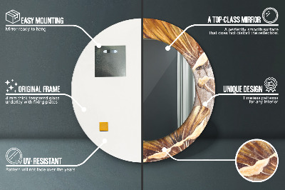 Espelho decorativo redondo Folhas douradas