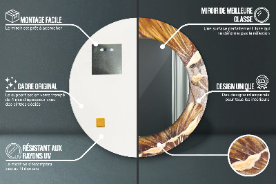 Espelho decorativo redondo Folhas douradas