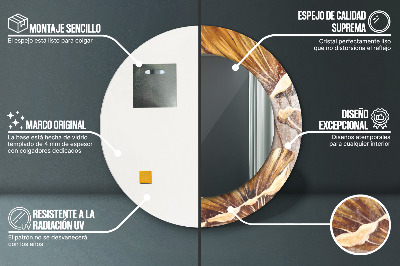 Espelho decorativo redondo Folhas douradas