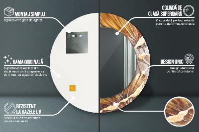 Espelho decorativo redondo Folhas douradas