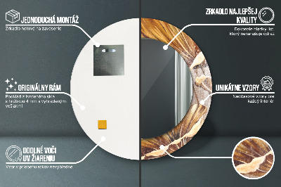 Espelho decorativo redondo Folhas douradas