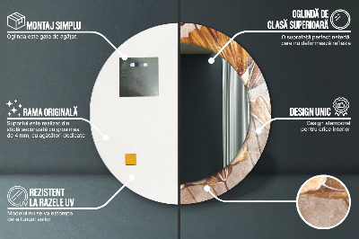 Espelho decorativo redondo Folhas douradas