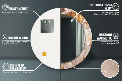 Espelho decorativo redondo Folhas douradas