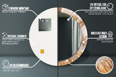 Espelho decorativo redondo Folhas douradas