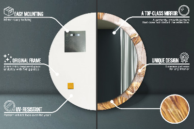 Espelho decorativo redondo Folhas douradas