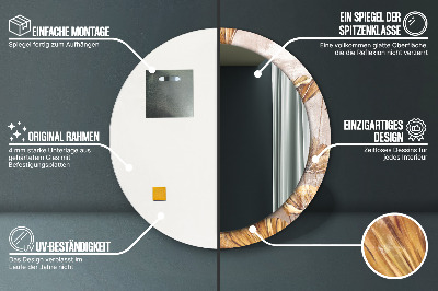 Espelho decorativo redondo Folhas douradas