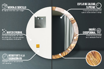 Espelho decorativo redondo Folhas douradas