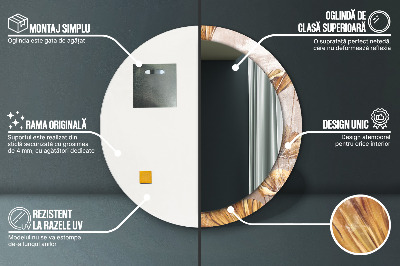 Espelho decorativo redondo Folhas douradas