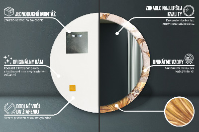 Espelho decorativo redondo Folhas douradas