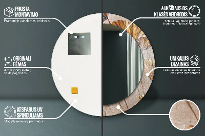 Espelho decorativo redondo Folhas douradas