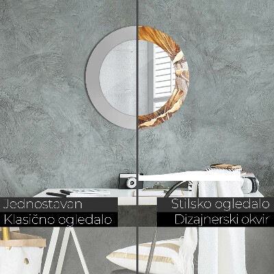 Espelho decorativo redondo Folhas douradas