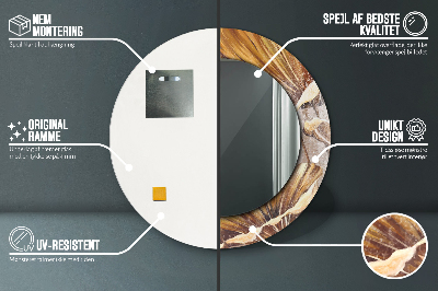 Espelho decorativo redondo Folhas douradas