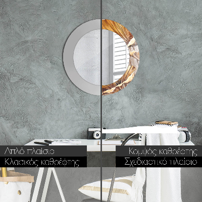 Espelho decorativo redondo Folhas douradas