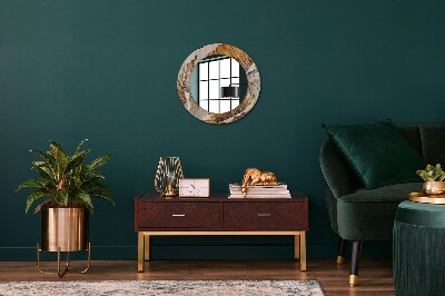 Espelho decorativo redondo Folhas douradas