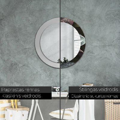 Espelho redondo decorativo Folhas tropicais escuras