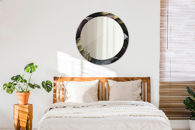 Espelho redondo decorativo Folhas tropicais escuras