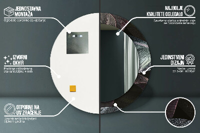 Espelho redondo decorativo Folhas tropicais escuras