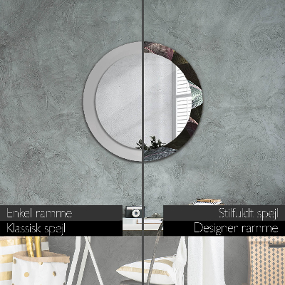 Espelho redondo decorativo Folhas tropicais escuras