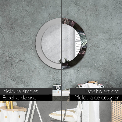 Espelho redondo decorativo Folhas tropicais escuras