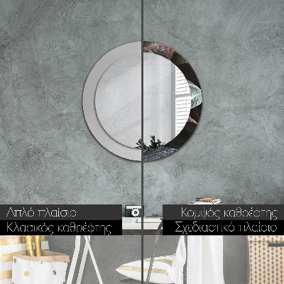 Espelho redondo decorativo Folhas tropicais escuras