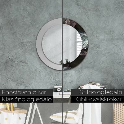 Espelho redondo decorativo Folhas tropicais escuras