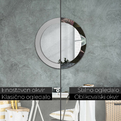 Espelho redondo decorativo Folhas tropicais escuras