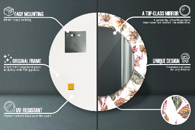 Espelho redondo decorativo Flores vintage