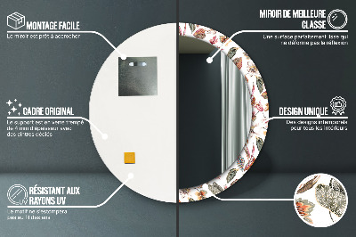 Espelho redondo decorativo Flores vintage