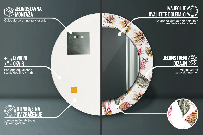 Espelho redondo decorativo Flores vintage