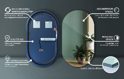 Espelho oval com iluminação LED