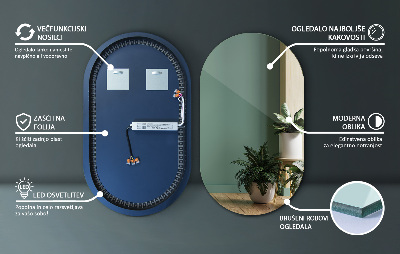 Espelho oval com iluminação LED
