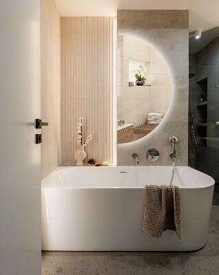 Espelho meia lua com iluminação LED