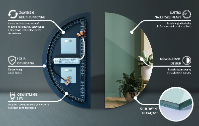 Espelho meia lua com iluminação LED