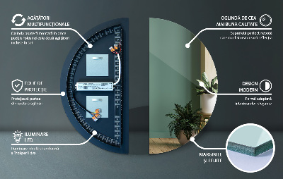 Espelho meia lua com iluminação LED