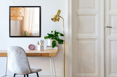 Espelho decorativo retangular com moldura preta