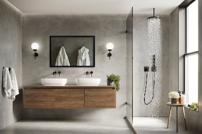 Espelho decorativo retangular com moldura preta