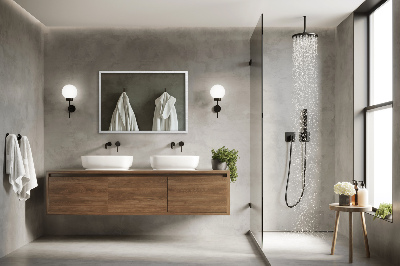 Espelho decorativo retangular com moldura branca