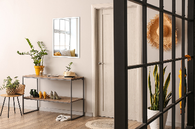 Espelho decorativo retangular com moldura branca